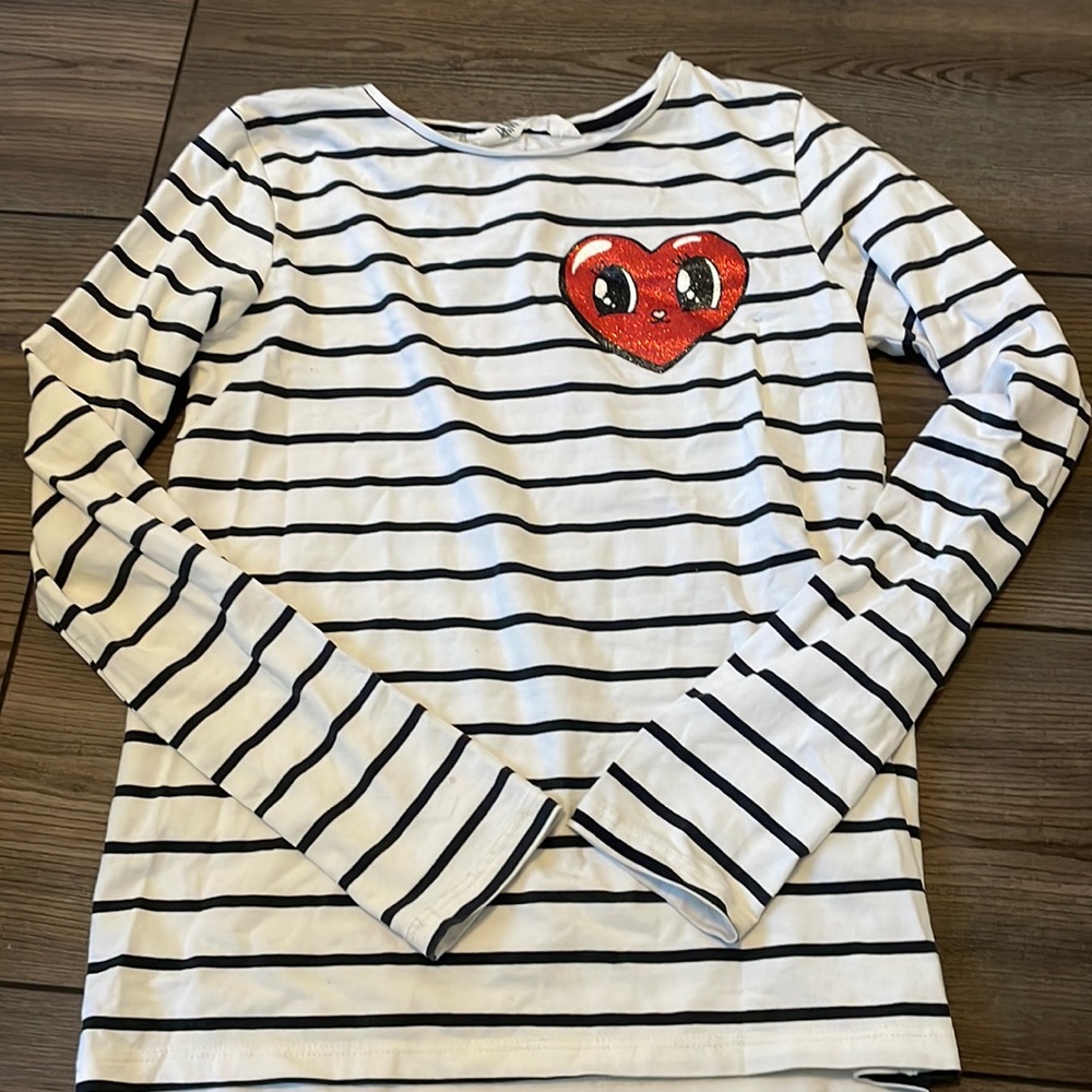 H&M striped heart long sleeve